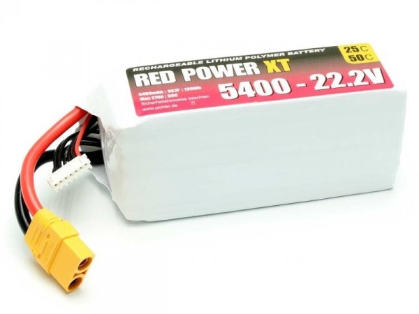 15441 LiPo Akku RED POWER XT 5400 - 22.2V XT90