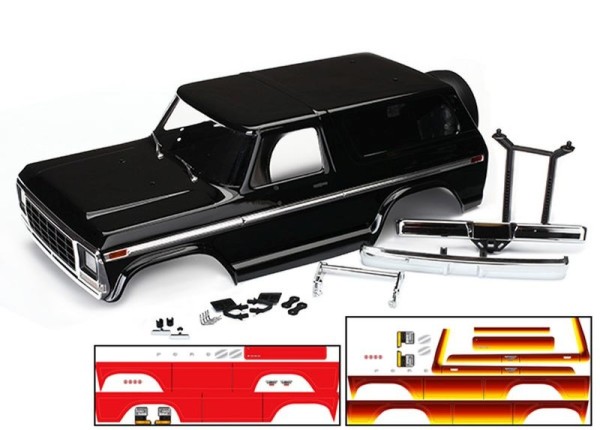 8010X Traxxas Karosserie Ford Bronco schwarz (lackiert inkl. Anbauteile)