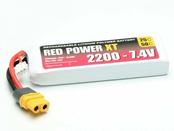 15418 LiPo Akku RED POWER XT 2200 - 7.4V XT60