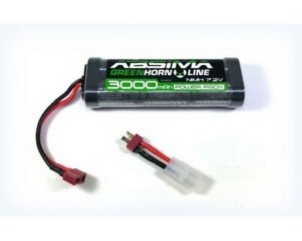 AB4100010 Stick Pack NiMH 7.2V 3000 Greenhorn V2 T-Plug + Tamiya Adapter