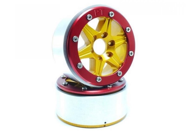 Absima Beadlock Wheels SIXSTAR gold/rot 1.9 (2)