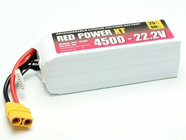15436 LiPo Akku RED POWER XT 4500 - 22.2V XT90