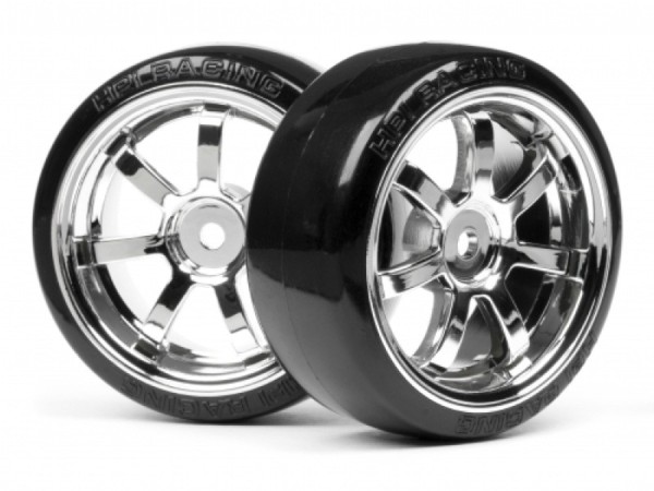 4739 T-DRIFT REIFEN AUF 26mm RAYS 57S-PRO CHROM-FE