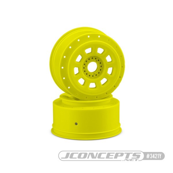 JConcepts 9-shot 17mm hex SCT tire wheel - yellow
