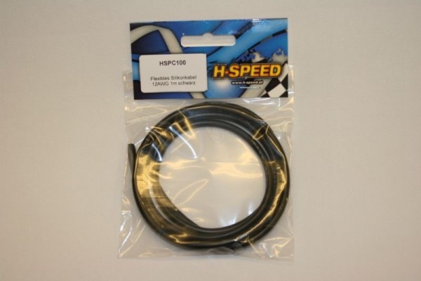 H-Speed flexibles Silikonkabel 12AWG 1m Black