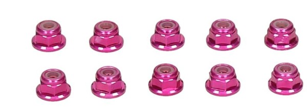 Ansmann Racing Alu Nylon nut w.flange pink 3mm