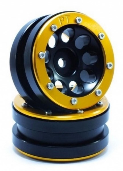 Absima Beadlock Wheels PT-Ecohole Schwarz/Gold 1.9