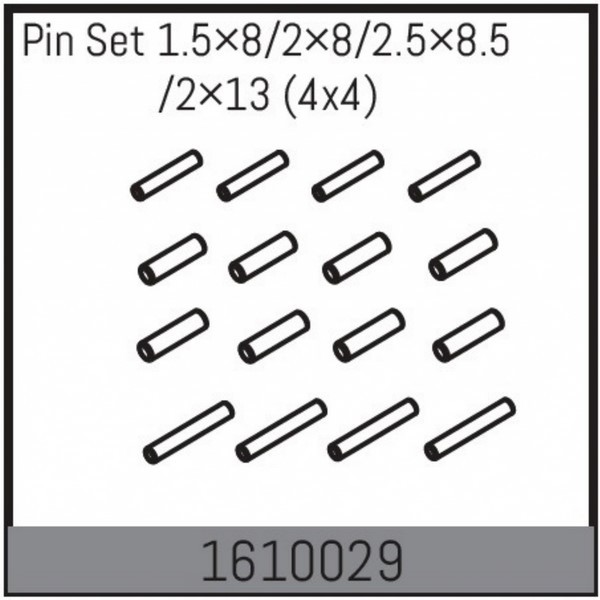 AB1610029 Absima Pin Set 1.5×8/2×8/2.5×8.5/2×13 (4