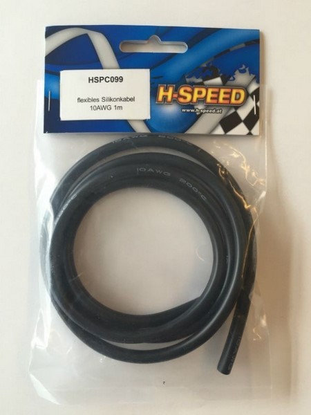 H-Speed flexibles Silikonkabel 10AWG 1m Black