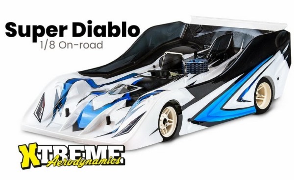 Xtreme 1/8 Super Diablo Clear Body 1.00mm 1/8 Pan Car Onroad Karosserie